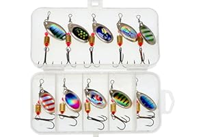 OTKARXUS Angelköder,10pcs Spinner Köder Set Multi-farbige Angelspinner Köder Löffel Köder, Fischereiköder Köder für Forellenpike Basslachs mit Box