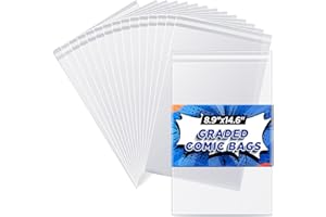 COLLECTHALL Graded Comic Book Bags - Comic Book Sleeves for CGC and CBCS Slabs, Acid-Free Archival Quality Resealable Comic Book Protector Pack of 50