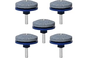 Pumwoy 5 PCS Lawn Mower Blade Sharpener, Heavy Duty Garden Tool Sharpener, Lawn Mower Grinder Wheel Stone, Rotary Blade Sharpener, Sharpener for Rotary Lawn Mower for Most Power Drill Hand Drill