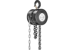 SPECSTAR Hand Chain Hoist 1250kg Capacity 3m Manual Lifting Block with Hardened Chains and 2 Heavy Duty Hooks Chain Fall Hoist for Warehouse Building Automotive Workshop Use