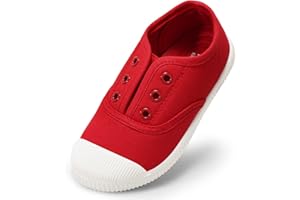 HARVEST LAND Unisex Kids Canvas Shoes Toddlers Sneakers Breathable Slip-on Trainers Pumps Plimsoles for Boy and Girls