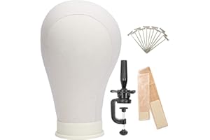 Beyond Your Thoughts Poly Mannequin Head Wig Stand Training Manikin Head for Wig Making Display Styling Dyeing Drying Making Hair Weave Canvas Head with Mount Hole Lace Wig Grip 11T-pins Clamp 23"