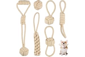 Mapille Lot de 6 Jouets Chien en Corde avec Balle à Nœuds, Indestructible à Mâcher pour Petits, Moyens et Grands