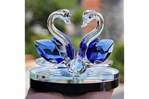 BESOT qianyue Cristal Verre Animal Swan Figurines Presse-papiers Feng Shui Artisanat Figurine Art et Collection pour La Maison De Mariage Décor Enfants Cadeaux (Bleu)