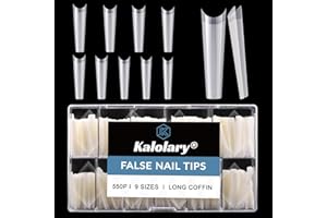 Kalolary Puntas de Uñas 550PCS XXL Extra Largas Natural Uña Falsa Tips Puntas de Uñas Media Cubierta Uñas Postizas Francesas Acrílicas Puntas para Mujeres Niñas Salones de Uñas y DIY