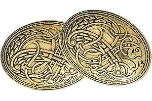 P Prettyia 2 Piezas Pin Nórdico Medieval Bufanda Vikingo Escudo Símbolo Broche Oval Chal Suéter Pin para Mujeres Hombres, Oro