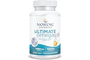 Nordic Naturals, Ultimate Omega Xtra, 1480 mg, con EPA, DHA e Vitamina D3, Altamente Dosato, Gusto Limone, 60 Capsule morbide, Testato in Laboratorio, Senza Soia, Senza Glutine, Non OGM