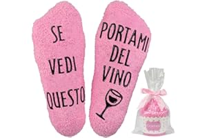 Niwicee Calze Donna Divertenti Invernali Termiche Donne Calzini Morbidi Caldi suola antiscivolo Calzettoni Inverno con Confezioni Regalo e Nastri Cupcake Regalo Donna,Regali Vino
