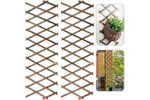 LATERN 2 Stück Erweiterbares Pflanzenspalier, 180CM x 30CM Holzgitter Gartenzaunspalier Vertikales Kletterpflanzenregal Wanddeko Hängerahmen für Zimmer Garten Terrasse Innen Außen