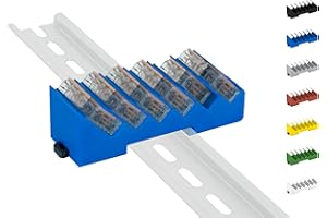PRINT WORTH 3D Din Rail Hutschienenhalter für 6x Wago Klemmen/lever clamps 221-412/413/415 (Wagoklemmen nicht im Lieferumfang!) (Blau)