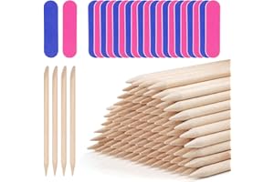 MAXMOC 200 Stück Rosenholzstäbchen Maniküre,Doppelseitige Orange Holzstäbchen,Nagelhautschieber Holz Sticks für Maniküre Kunst Pediküre Nagelhautpflege.