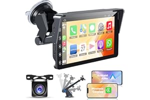 INEXACCESSORIES Portable Car Stereo Wireless Apple Carplay Android Auto,7 Inch Touch Carplay Screen for Car Bluetooth Hands-Free/Mirror Link/Navigation/Voice Control/TF Card/AUX Cable,for All Vehicles + Backup Camera