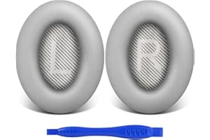 Link Dream Replacement Earpads Ear Cushions for Bose QuietComfort 35 (QC35 II) Soft Leather Headphones Replacement Ear Pads for Bose QC35 QC25 QC15/ Ae2 Ae2i Ae2w/ Sound Link/Sound True (Light Grey)