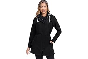 EnduaReve Regenjacke Damen Lang Wasserdicht Atmungsaktiv Regenmantel Übergangsjacke Kapuze Outdoor Jacke