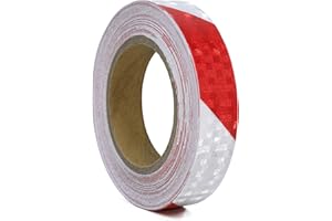 XFXIA Nastro Catarifrangente Adesivo Rosso e Bianco 2.5 cm x 20 m Nastro Riflettente Adesivo Stradale Promemoria Di Sicurezza Ad Alta Visibilità Per Auto Moto Bicicletta Attività Notturna