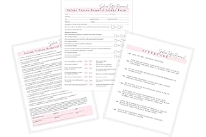 LASHICORN Saline Tattoo Removal Intake, Consent, and Aftercare Form | 75 Pack | 8.5 x 11" A1 Forms | Clients Signature | Client Forms Bundle | White and Pink Design