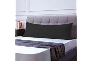 POLIGINO Poszewki na Poduszki Łóżkowe Małżeńskie 50x150cm, Zestaw 1 Poszewek Certyfikat Oeko-TEX® w Premium Mikrofibra 110GSM z Niewidocznym Zameczkiem, Miękkie i Oddychające, Hipoalergiczne - Czarny