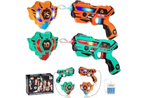 VATOS Laser Tag ricaricabile - Set di Laser Tag a infrarossi con sincronizzazione dei dati in tempo reale, gioco di tiro per 2 giocatori per bambini e ragazzi di età compresa tra 6 e 12 anni