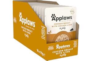 Applaws Natural Cat Food, Chicken with Liver i Gelé-påse, 70 g (16-pack)