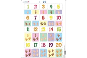 Larsen AR18 Aprende a Contar: Números del 1 al 20, Puzzle de Marco con 20 Piezas
