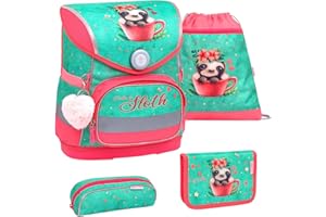 Belmil ergonomischer Schulranzen Set 4 -teilig für Mädchen 1-4 Klasse Grundschule/Brustgurt/Magnetverschluss (405-41 Cute Sloth)