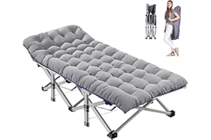 MOPHOTO Camp Bed with Mattress, Portable Fold Up Outdoor Travel,190x71 Extra Wide Foldable Camping Cot, Guest Bed, Camp Beds for Adults, Office, Support 200KG（Grey）