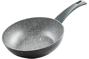 Zanetti - DuraPietra Poêle Wok Induction 20 cm, poêle Wok antiadhésive convient également à l'induction, diamètre 20 cm, couleur gris