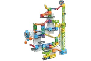 VTech Marble Rush Free Fall Vertical Set, Construction Set for Kids, 93 Building Pieces & 10 Marbles, Interactive Building Toy, Suitable for Ages 6, 7, 8+ Years, English Version