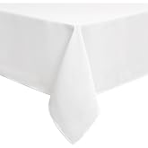 smiry Tablecloth Linen Look Washable Lotus Effect Rectangular 100 x 140 cm Waterproof Stain Resistant White