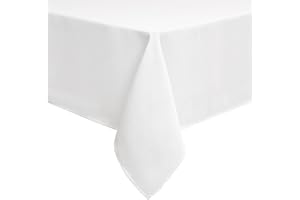 Smiry Obrus o wyglądzie lnu, zmywalny, z efektem lotosu, prostokątny, 140 x 300 cm, odporny na działanie wody, ochrona przed plamami, biały