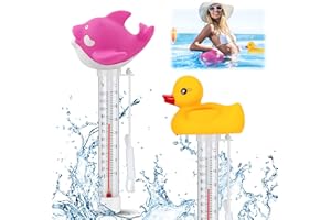 JIASHA Termometr do basenu pływającego, termometr do pływania, termometr do pływania, kreskówkowy, przenośny, łatwy do czytania, pływający termometr ze sznurkiem, do basenów, wanien i stawów (E)