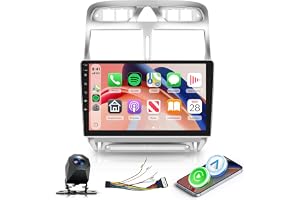Hodozzy Bilradio för Peugeot 307 2002-2013 med Android Auto trådlös CarPlay, 9-tums Touchsreen med Bluetooth/RDS-radio/SWC/GP