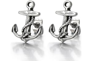 COOLSTEELANDBEYOND Ancla Unisex Pendientes de Hombres de Mujer, Acero Inoxidable, 2 Piezas