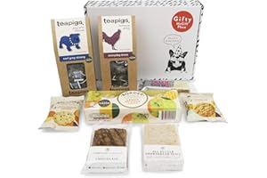 GIFTY MCGIFT PLACE Tea Gift Hamper - Teapigs Teabags, Everyday Brew, Earl Grey, Shortbread, Bakewell Slice, Borders Biscuits, Flapjack, Lemon Drizzle Biscuits