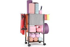 BIKONEY Yoga Mat Storage Dumbbell Rack Gym Storage Home Gym Workout Equipment Storage Yoga Mat Holder for Yoga Block,Foam Roller,Resistance Band,Dumbbell,Kettlebell Fitness Exercise Equipment Organization