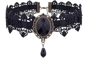 Gilieyer Collana Girocollo In Pizzo Accessorio Per Festa Di Nozze Punk Rock Gotico Lolita Retro Vittoriano Vampiro Punk Ciondolo Collana Nero Chocker Gioielli per Donne Halloween