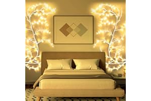 KIYTARBOO Podświetlana winorośl wierzbowa, drzewo, gałązki, 144 diody LED, łańcuchy świetlne na Boże Narodzenie, do sypialni, na imprezę, wesele, na stół, dekoracja ścienna, 4,3 m, ciepłe światło