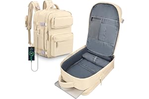 LIVACASA Wodoodporny plecak podróżny dla kobiet, unisex do noszenia w kabinie, plecak podróżny, na co dzień, plecak roboczy, plecak pasuje do laptopa o przekątnej ekranu 15,6 cala, z przegrodą na buty