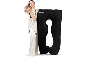 ‎MAKOSAS MAKOSAS KomfortKissen ORIGINAL Premium Ergonomisches Kühlend Kuschelkissen | Körperkissen | Seitenschläferkissen für Erwachsene - Für besseren Schlaf 100 x 150 cm (Schwarz - Baumwolle)