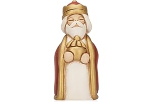 THUN® - Re Magio Baldassarre con Incenso - Versione Rossa - Statuine Presepe Classico - Ceramica - I Classici