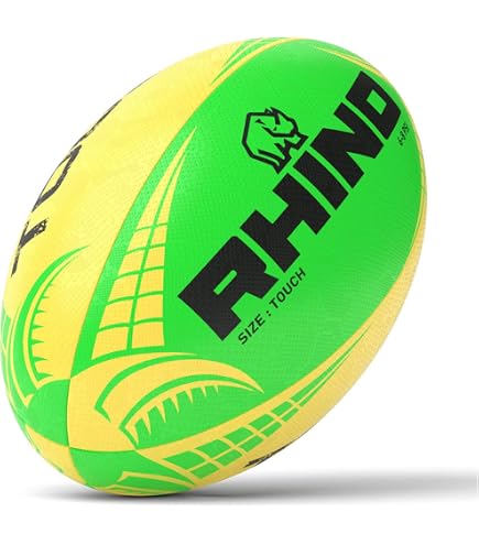 Palla Da Rugby Touch – Colore Giallo Fluo/verde Fluo, 380 G, Doppia Impugnatura E 2 Strati Di Rivestimento