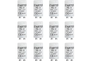 VULCYXA 12 Pièces Starter Neon, 4-80W 220-240V Ampoule Tube Fluorescent Starter, Starter pour Tubes Fluorescents de Haute Qualité pour Éclairage Fluorescent et LED, pour Usage Domestique et Professionnel