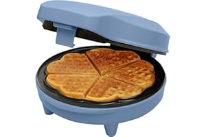 Bestron Waffle Maker, piastra per waffle a forma di cuore, macchina per waffle con antiaderente & indicatoro luminso, collezione Sweet Dreams, 700 watt, colore: Blu