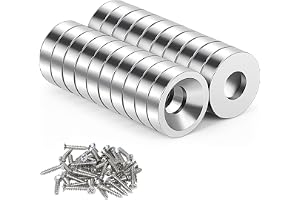 magneter, 20 stycken extra magneter, med hål 10 x 3–3 mm, stor stark rund, för köksskåp, kylskåp