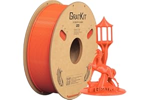 GratKit PLA 3D Printer Filament 1.75mm 1KG,3D Filament Dimensional Accuracy +/- 0.03mm,1kg Cardboard Spool(2.2lbs) 3D Printing Filament Fits for Most FDM 3D Printers,Orange