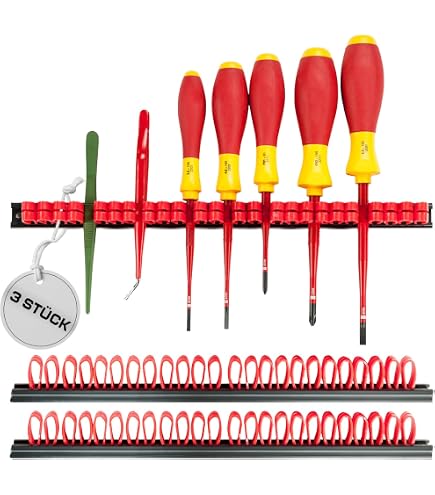 Support Mural Pour Tournevis - Lot De 2 Organisateurs 40cm, 14 Trous, Acier Carbone - Garage, Atelier, Rangement Outils