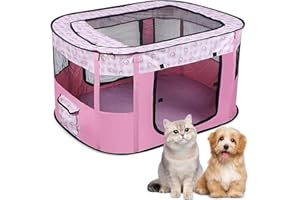MEYUXG Recinto per Cani da Interno Pieghevole, Recinto per Cuccioli Rosa 70 x 55 x 40 cm, Recinto per Gatti Traspirante, Portatile Box per Cani da Interno, Recinto per Animali pour Gatti, Cani, Conigli