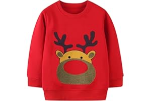 MUJOQE Jungen Weihnacht Pullover Kinder Weihnachtskleidung Rentier Sweatshirts Baumwolle Weihnachtsmann Warme Christmas Langarmshirt 1-7 Jahre