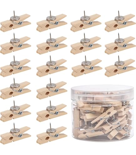 60 Clip In Legno Con Puntine | Per Foto E Decorazioni - Foto 9