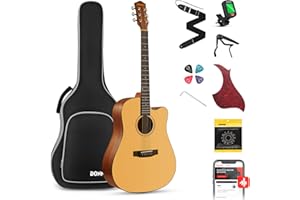 Donner Akustik Gitarre 4/4 Anfänger Erwachsene Akustikgitarre Cutaway Einsteiger Kit 41 Zoll voller Größe Gitarren Starter Mahagoni Fichte mit 6 Saiten Tasche Capo Plektren Gurt